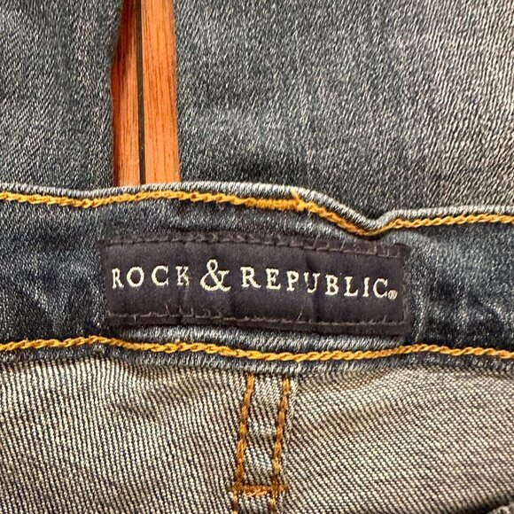 Rock & Republic Denim Jeans Women's Size 4 Blue Low Rise Indee Distress Studded - Picture 9 of 14
